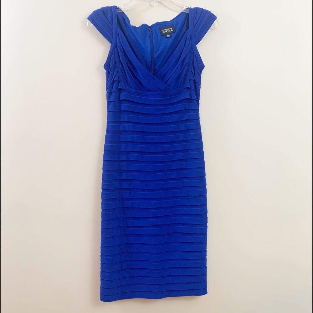 Adrianna Tiered Sheath Cap Sleeve Royal Blue Dress
